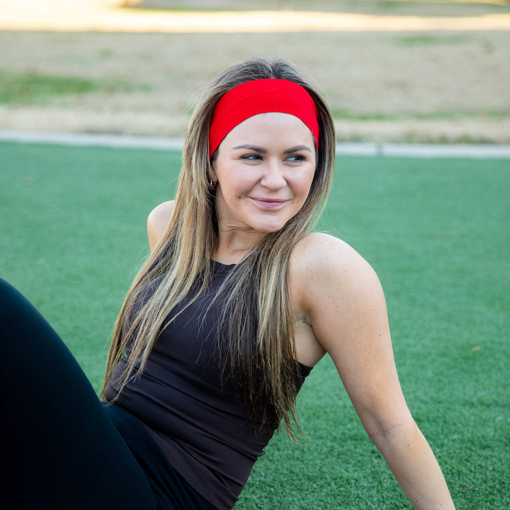 Pack of Wide Training Headbands - Red + Grey + Black