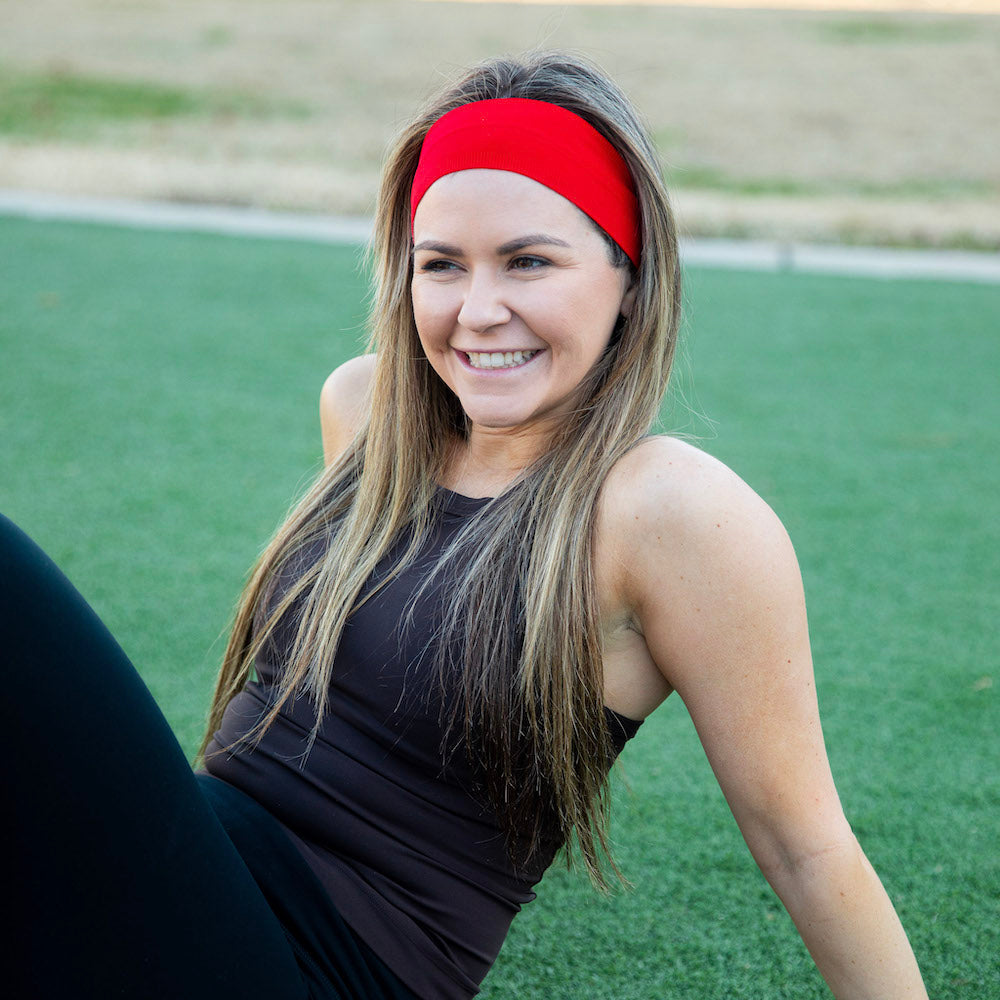 Pack of Wide Training Headbands - Red + Grey + Black