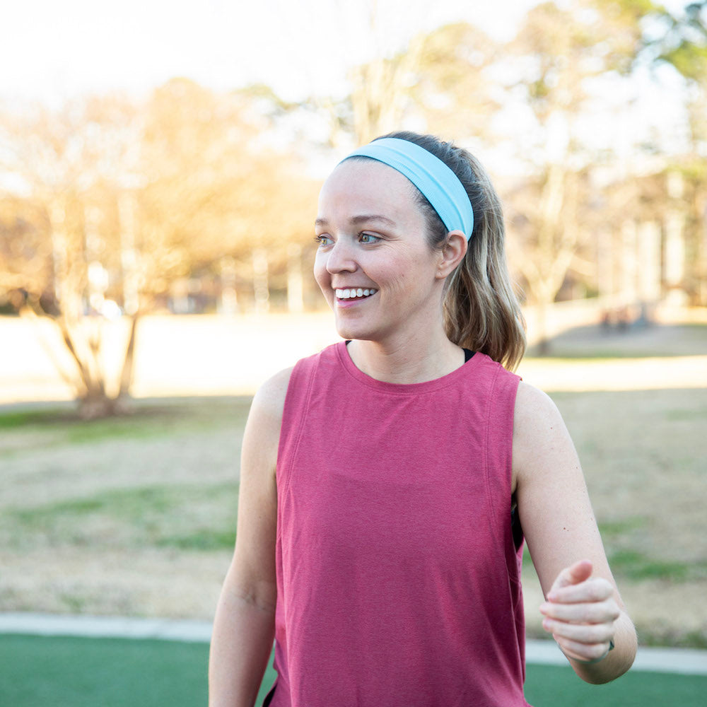 Pack of Wide Training Headbands - Blue + Grey + Pink