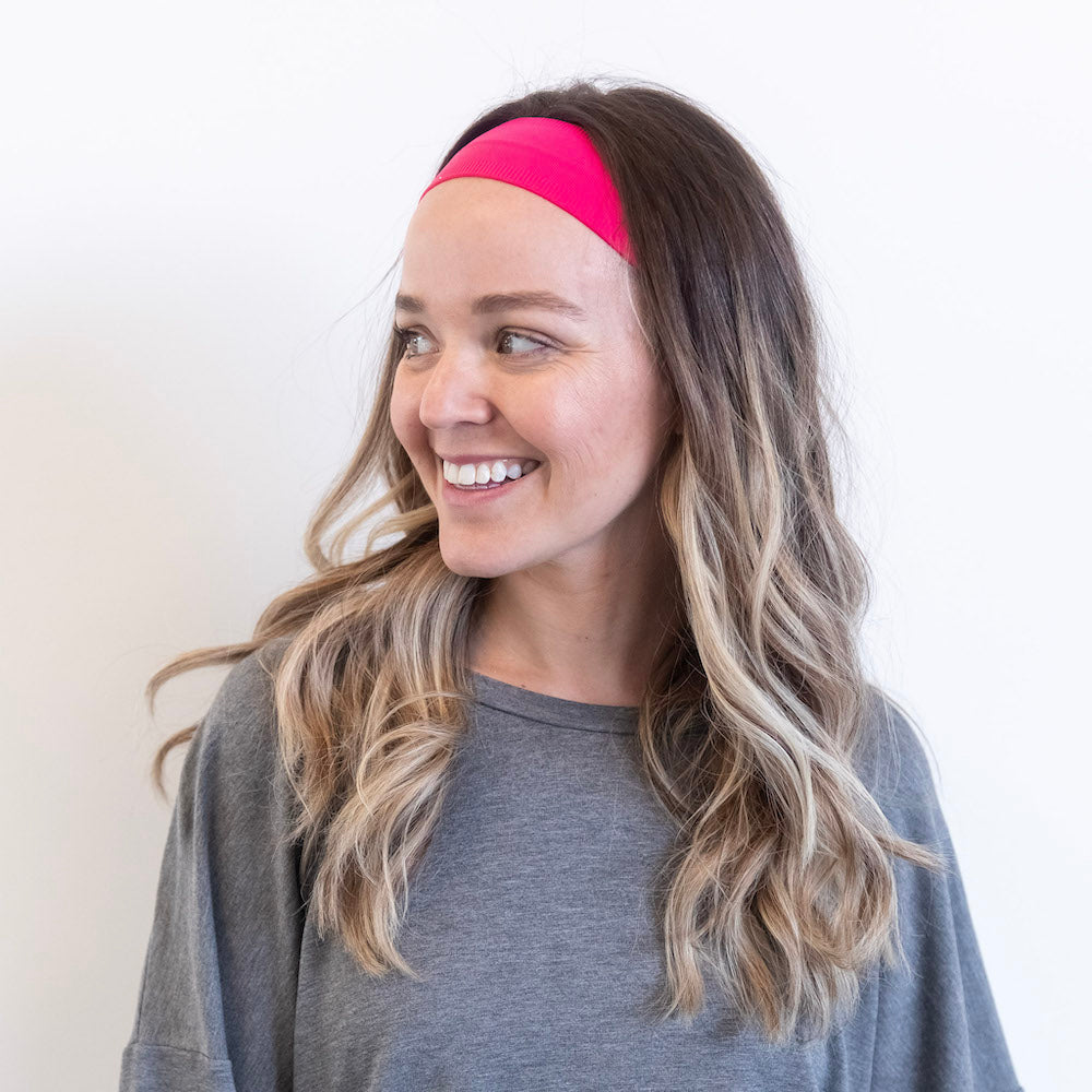 Pack of Wide Training Headbands - Purple + Pink + Hot Pink