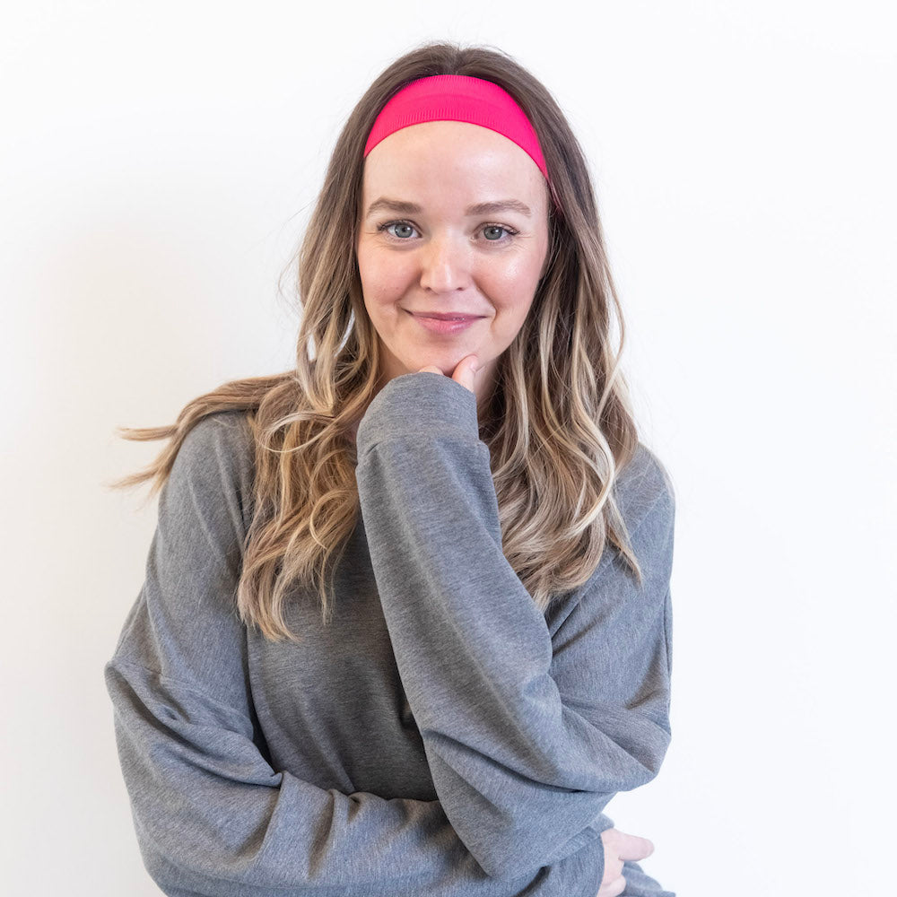 Pack of Wide Training Headbands - Purple + Pink + Hot Pink