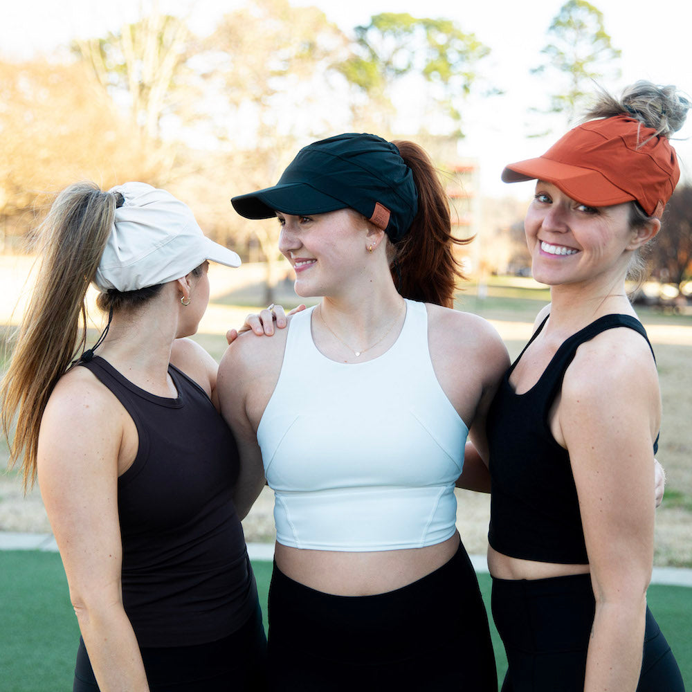 Adjustable High Ponytail Running Hat - Orange