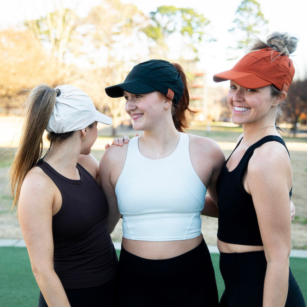 Adjustable High Ponytail Running Hat - Cream