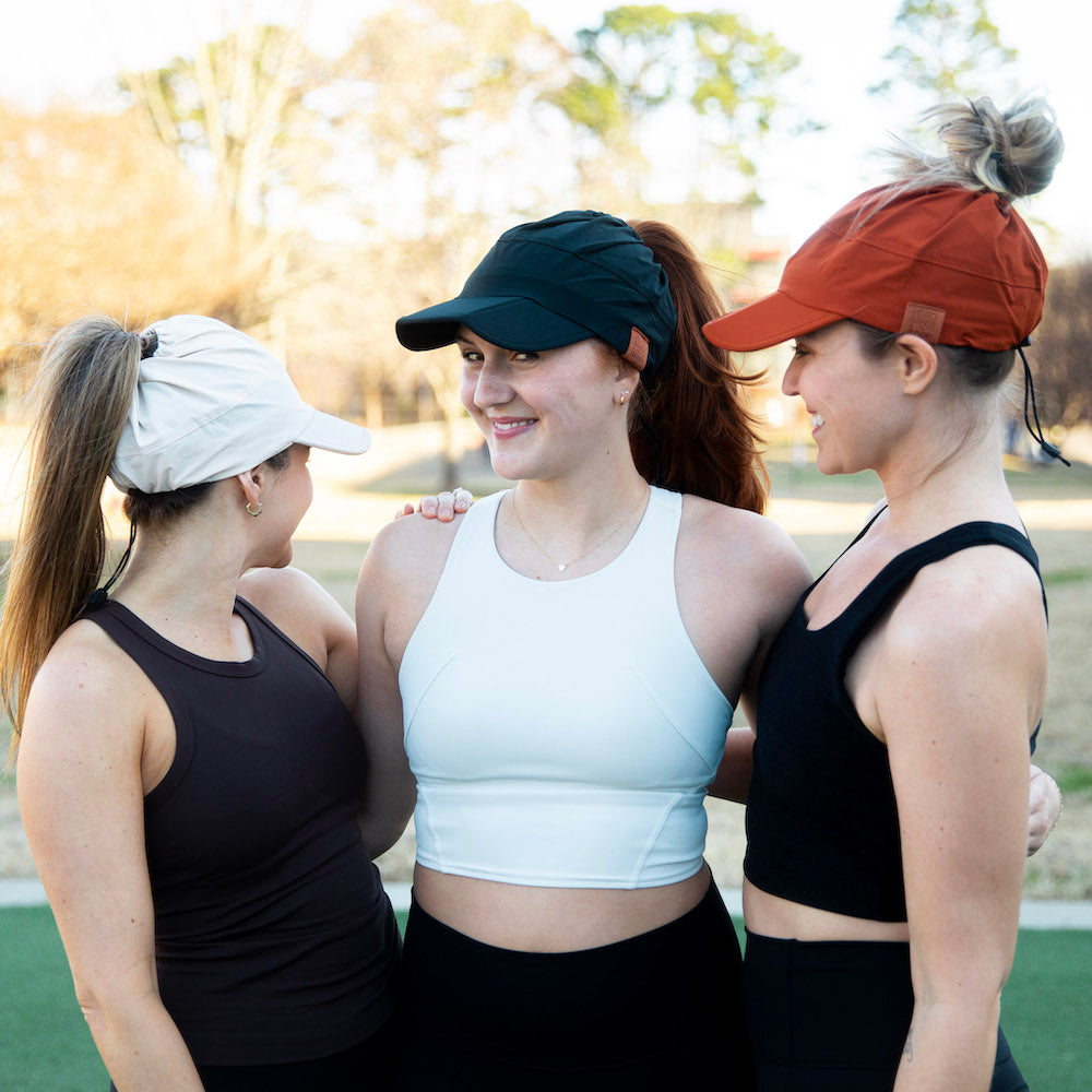 Adjustable High Ponytail Running Hat - Cream