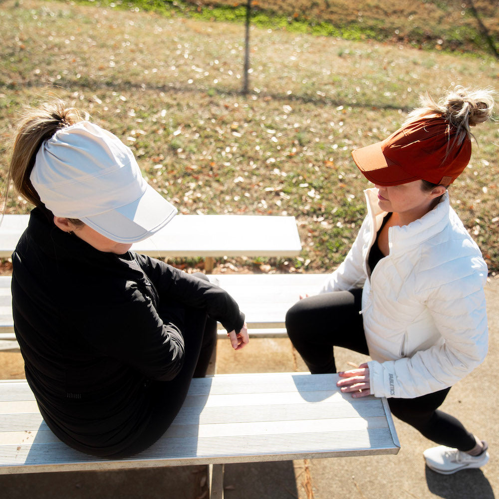 Adjustable High Ponytail Running Hat - Cream
