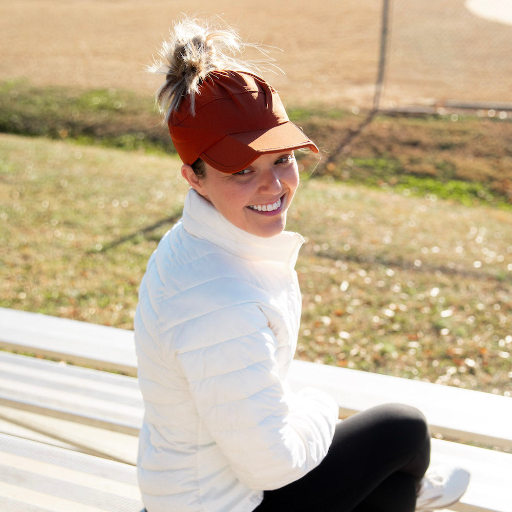 Adjustable High Ponytail Running Hat - Orange