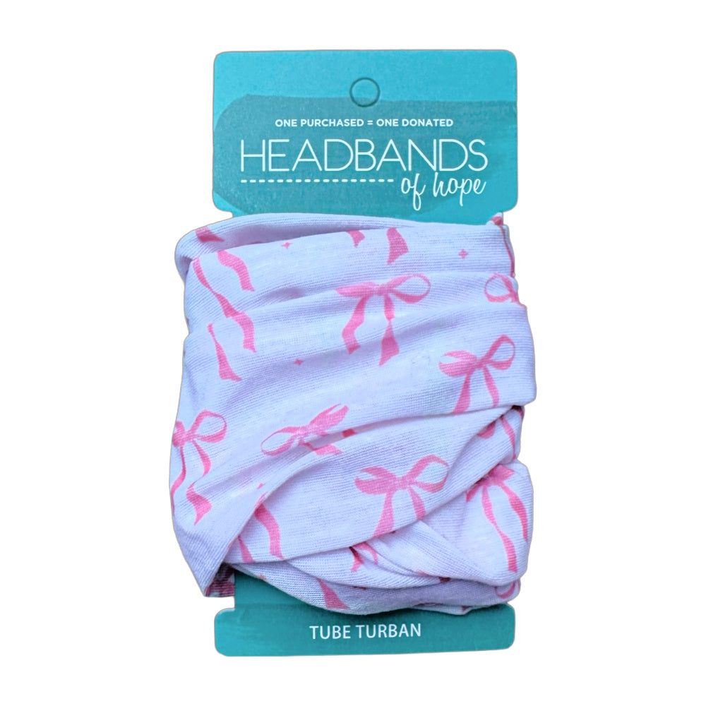 Luxe Tube Turban - Pink Bows