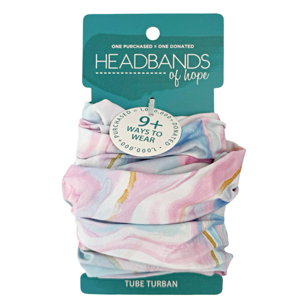 Luxe Tube Turban - Cotton Candy Skies Marble