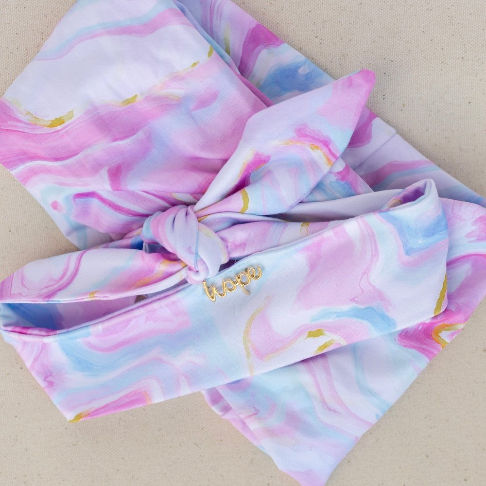 Luxe Tube Turban - Cotton Candy Skies Marble