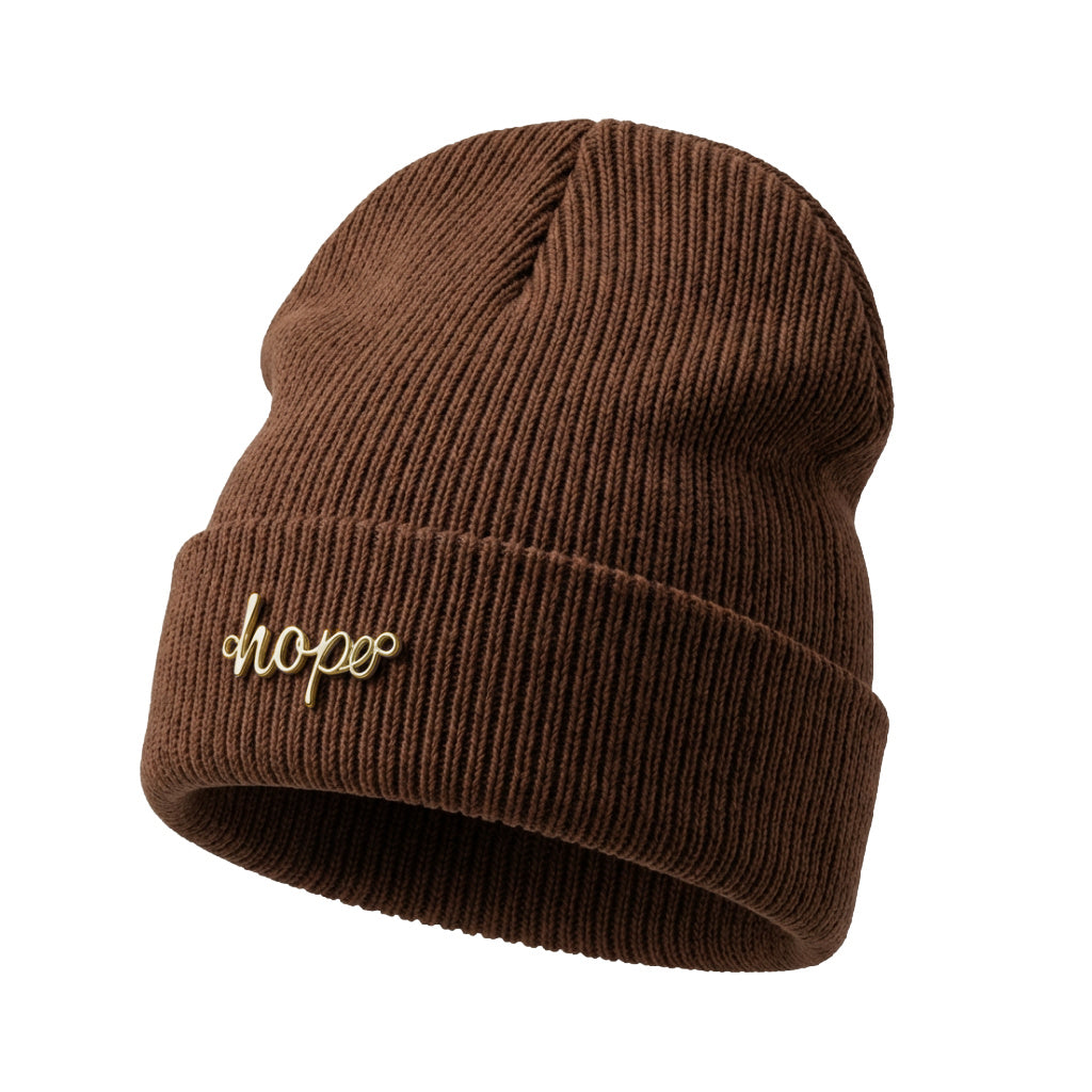 Classic Ribbed Knit Beanie - Brown