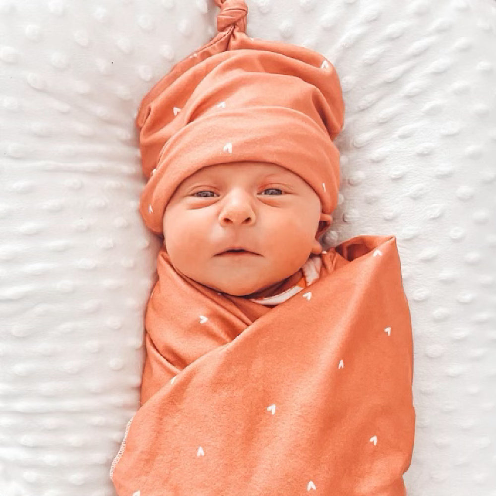 Baby Swaddle + Hat Set - Hearts