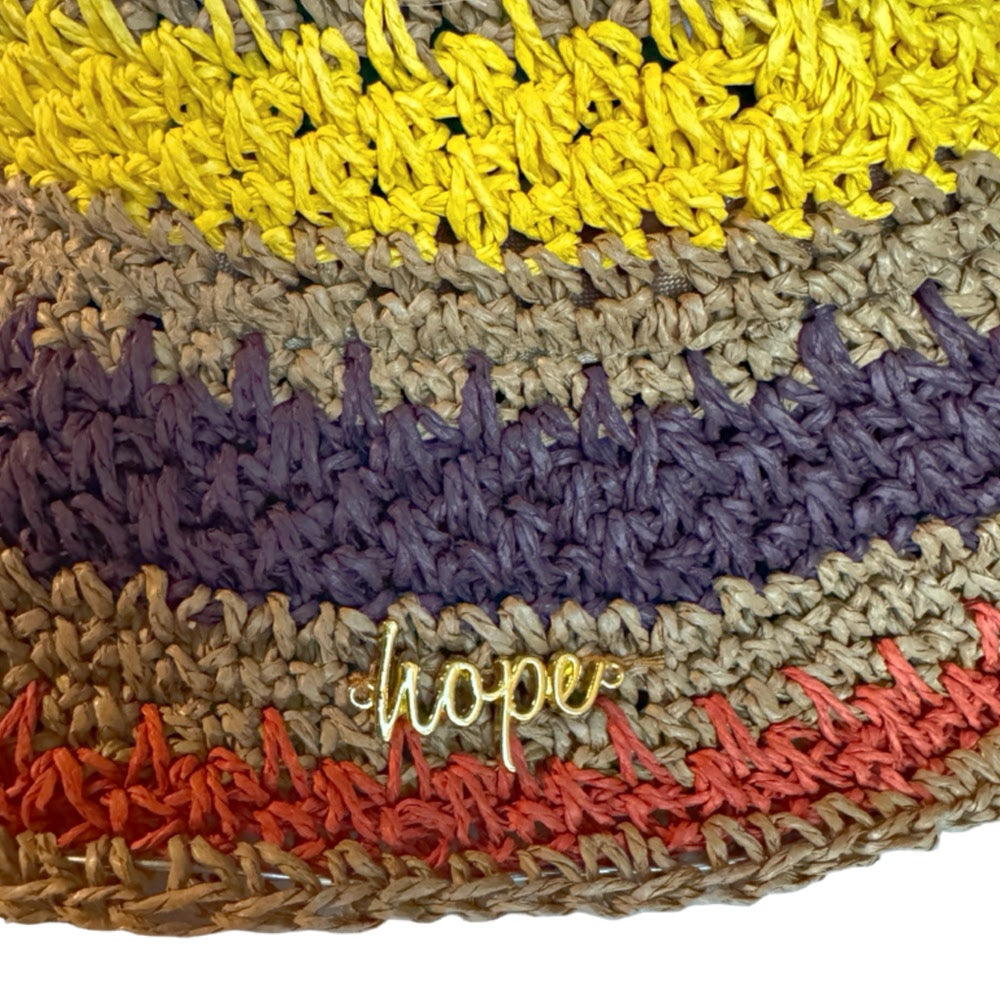 Raffia Woven Bucket Hat - Rainbow