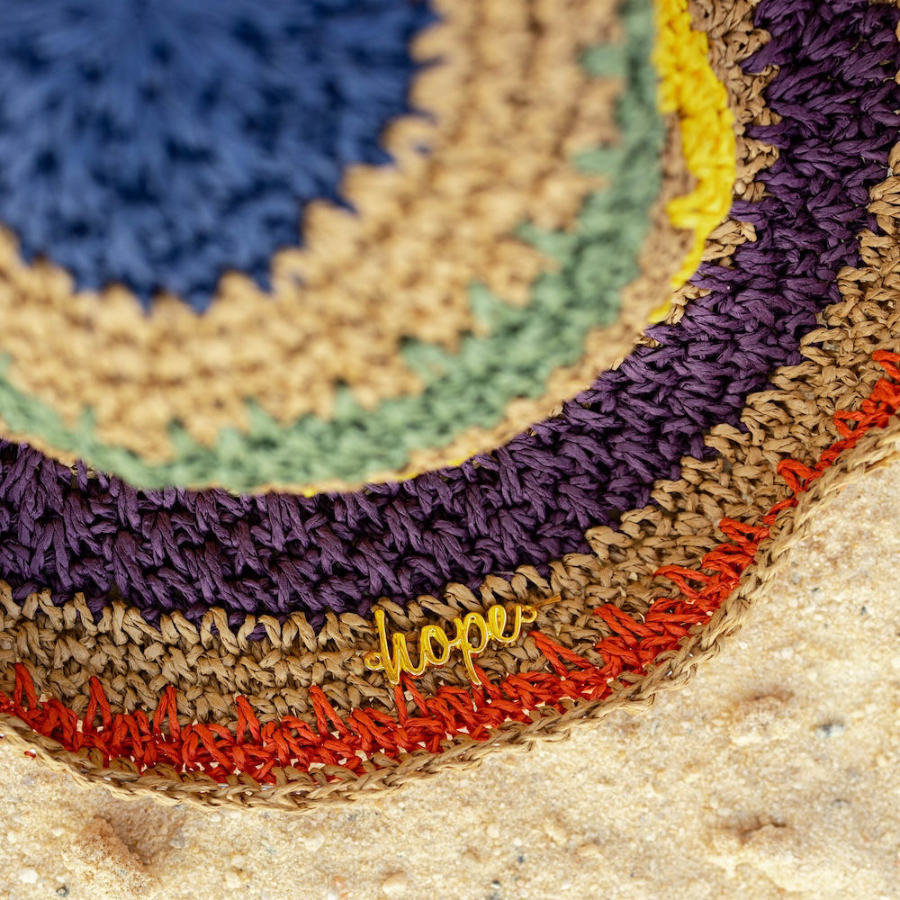 Raffia Woven Bucket Hat - Rainbow