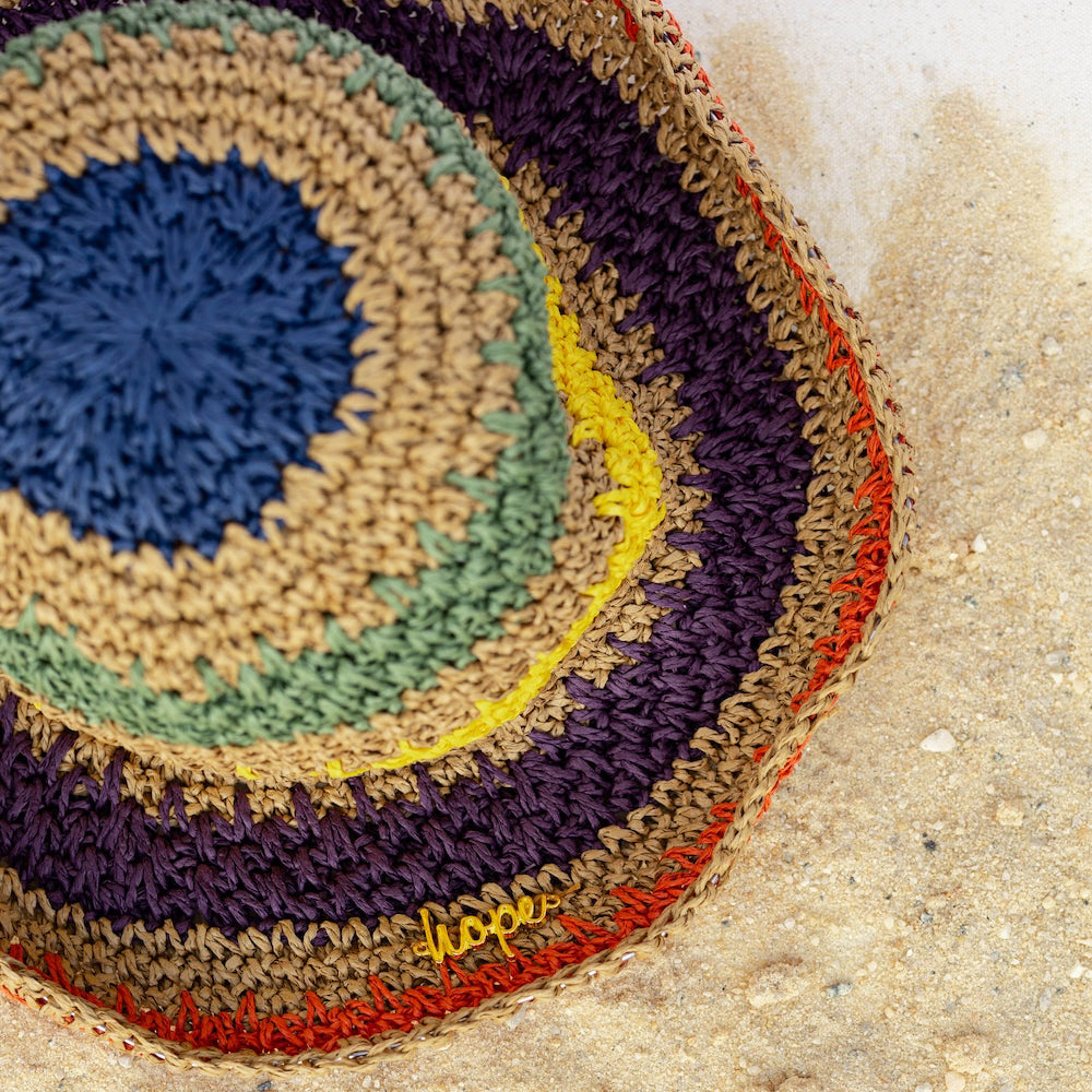 Raffia Woven Bucket Hat - Rainbow