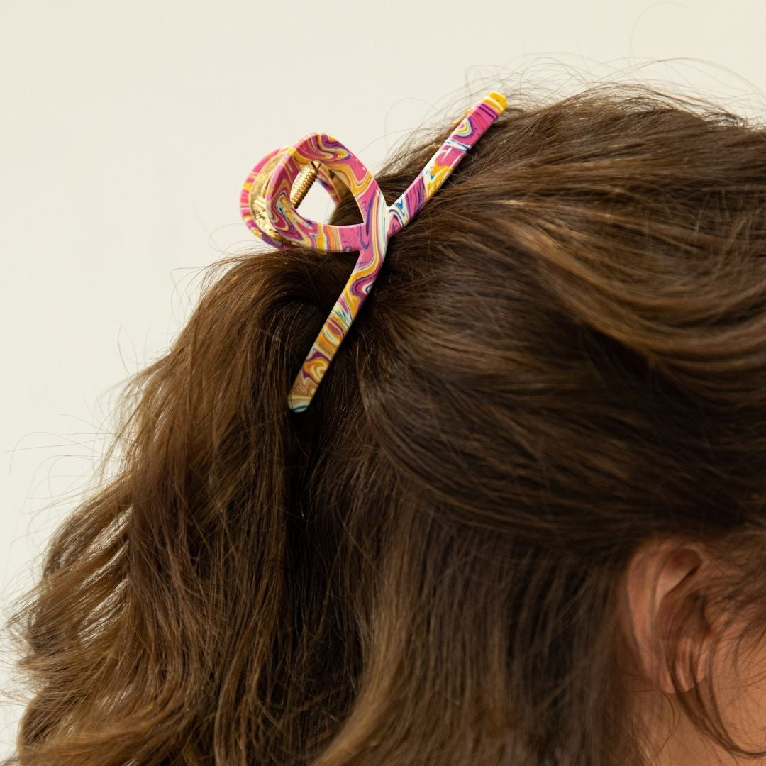 Looped Claw Clip - Swirl