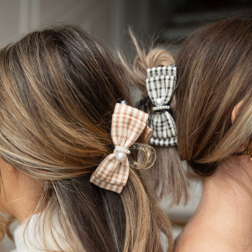 Large Clip - Tan Checkered Pearl