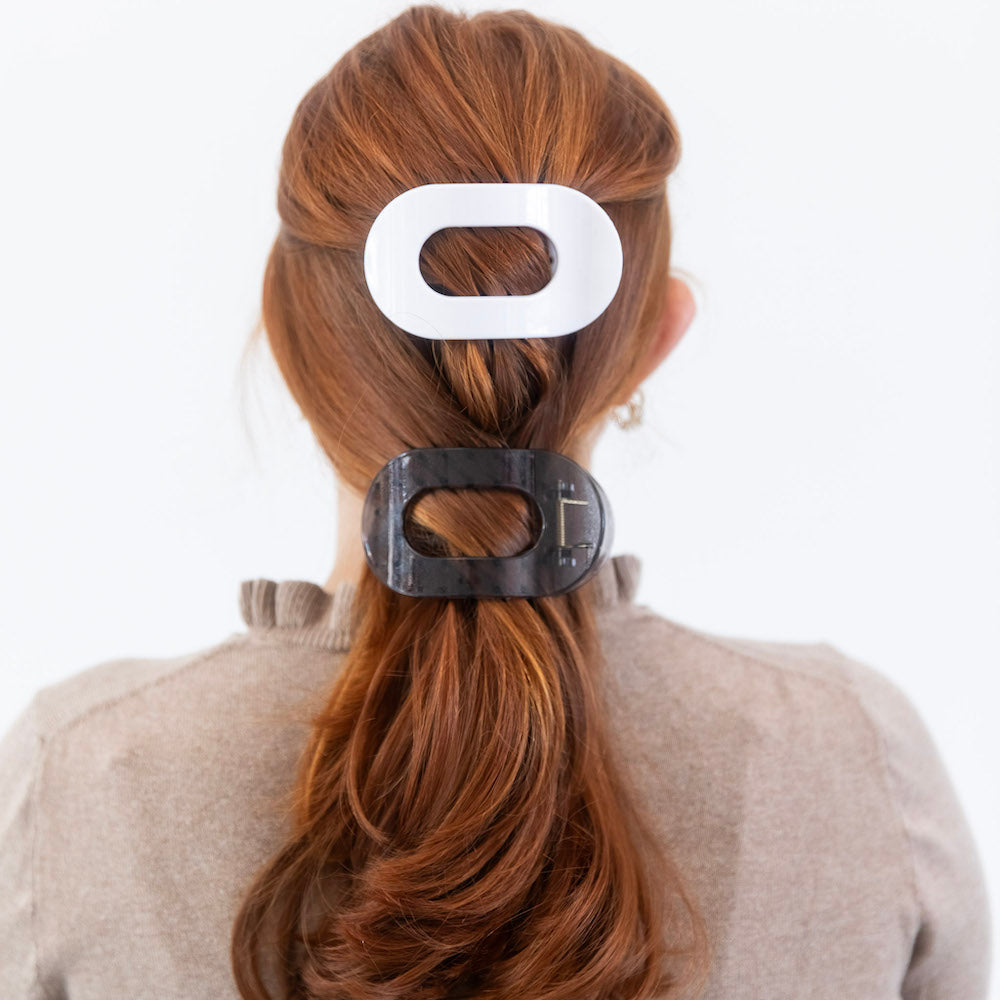 Large Oval Clip Set of 2 - Grey + White