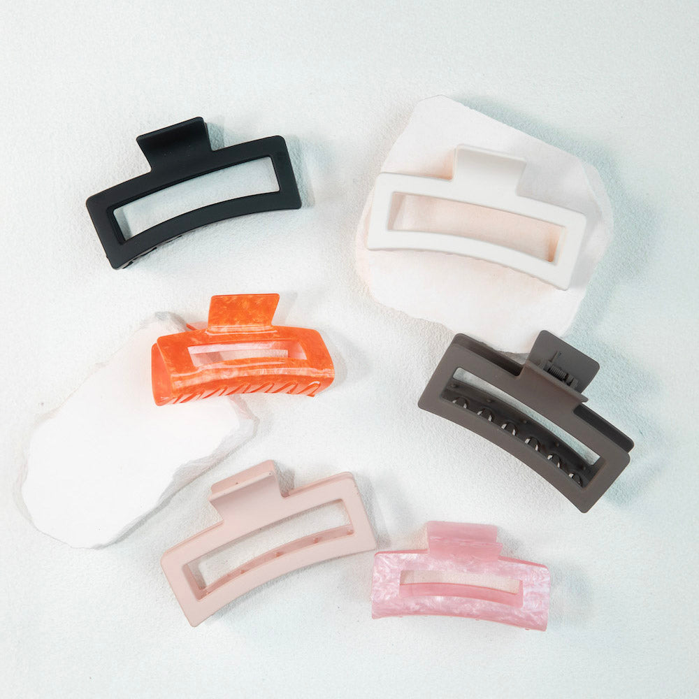 Large Rectangle Claw Clip - Orange