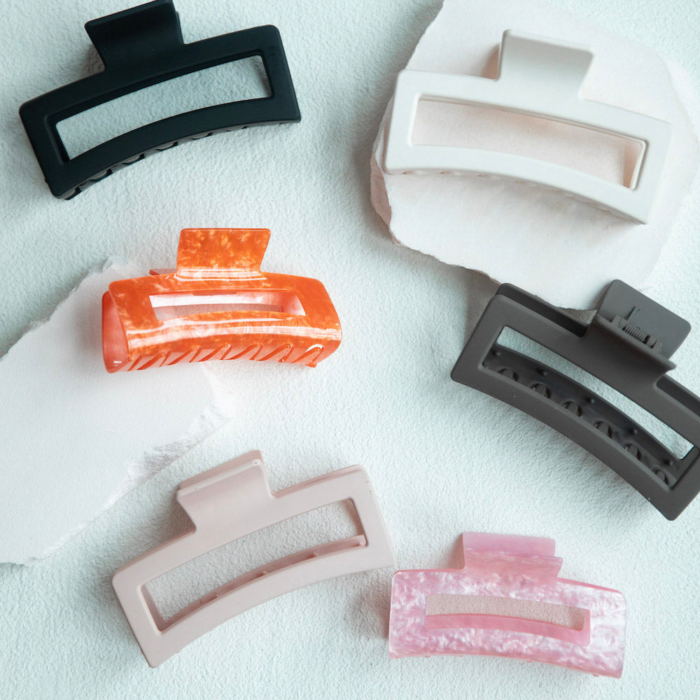 Large Rectangle Claw Clip - Orange