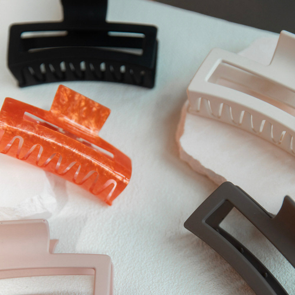 Large Rectangle Claw Clip - Orange
