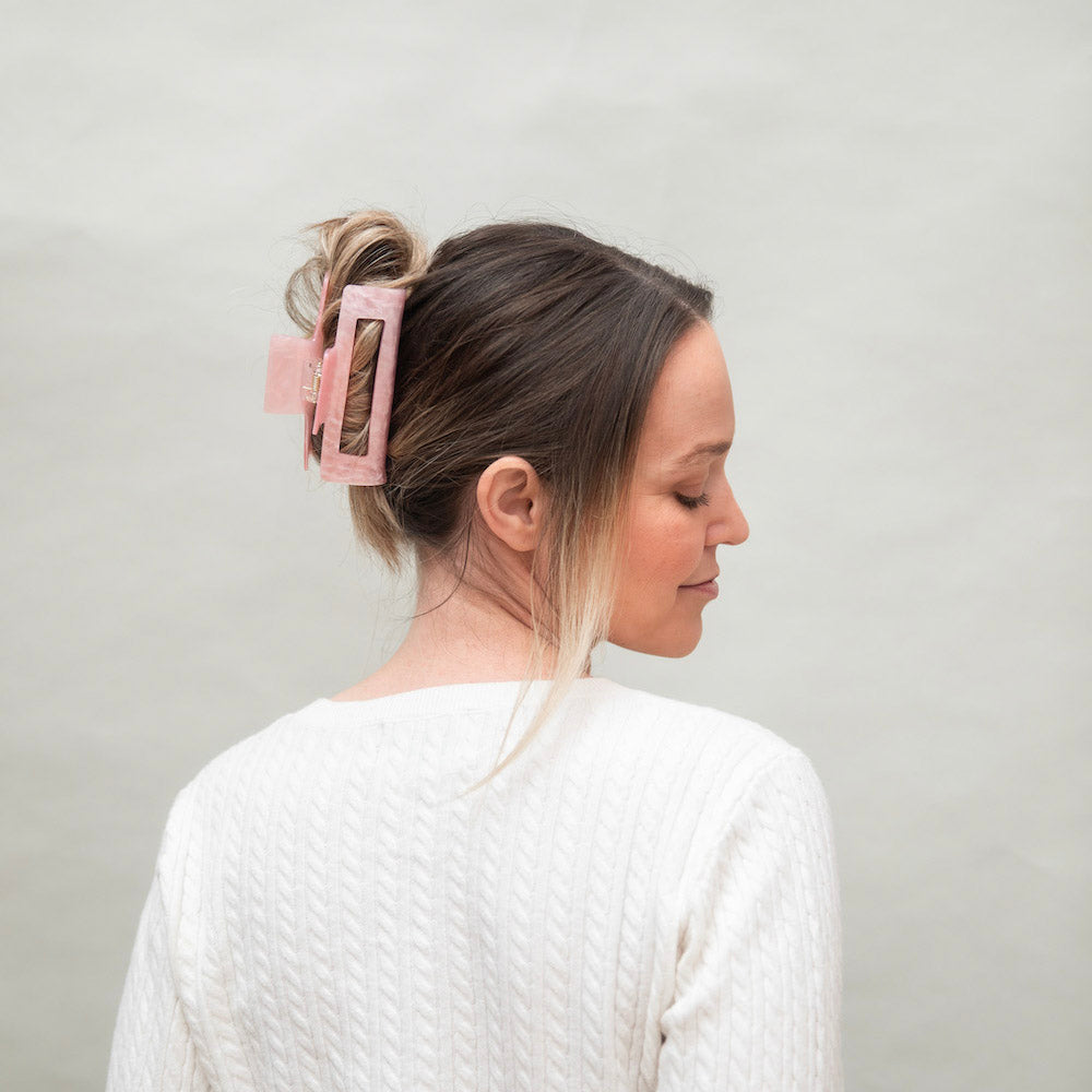 Large Rectangle Claw Clip - Pink