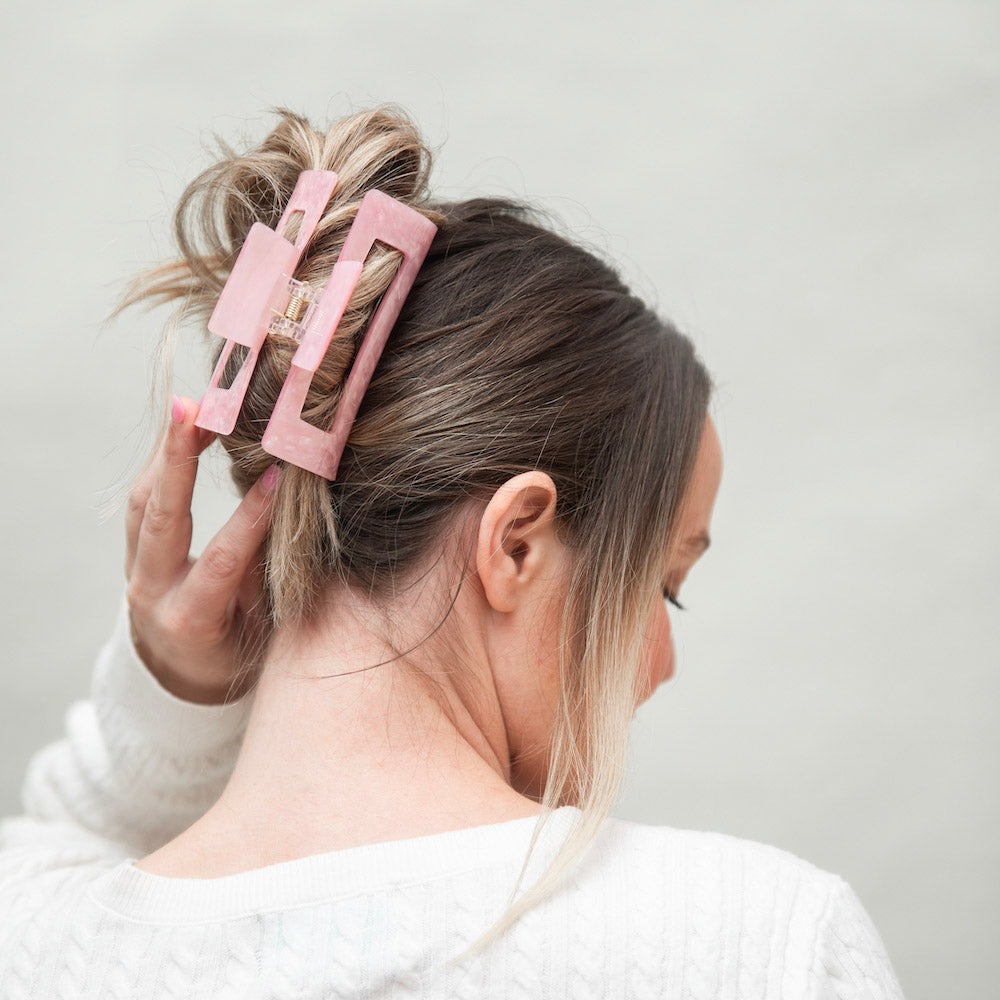 Large Rectangle Claw Clip - Pink