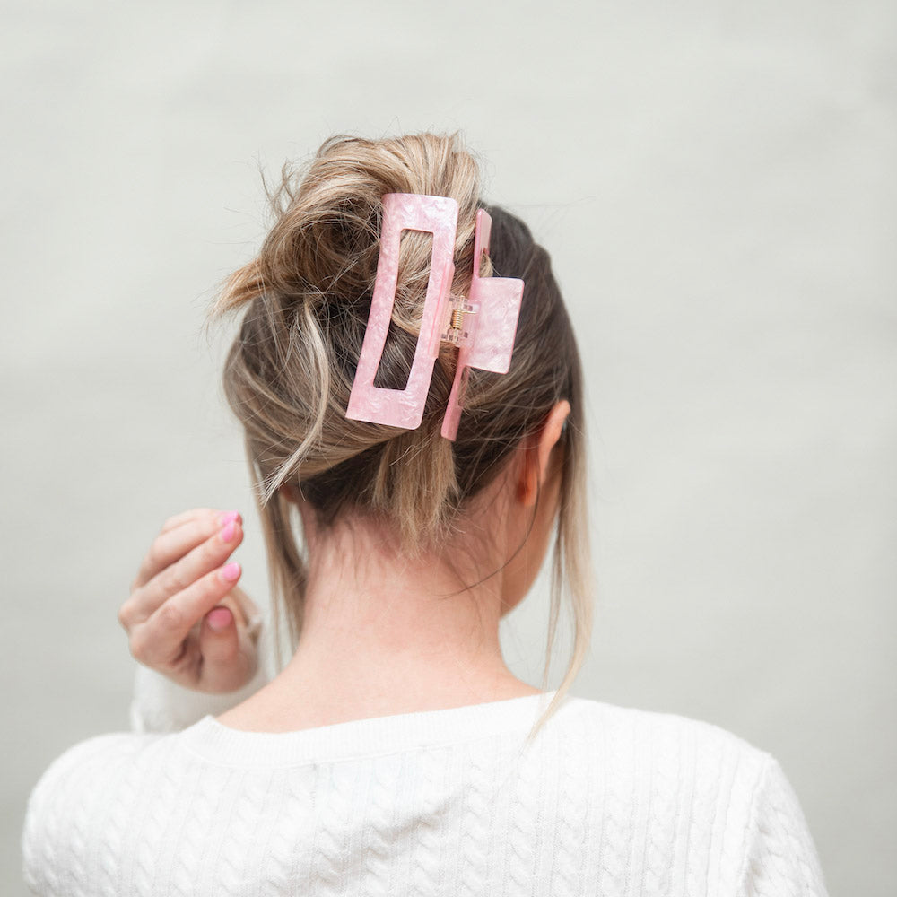 Large Rectangle Claw Clip - Pink