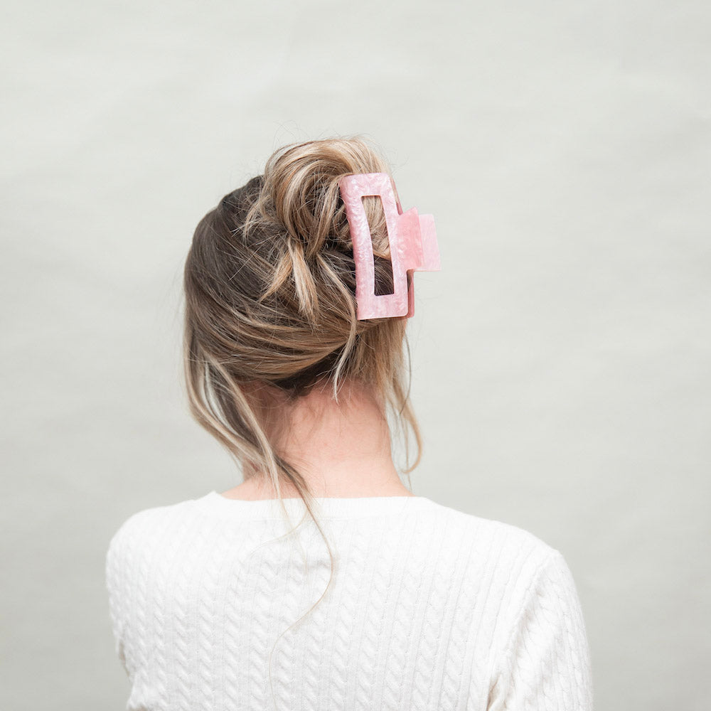 Large Rectangle Claw Clip - Pink