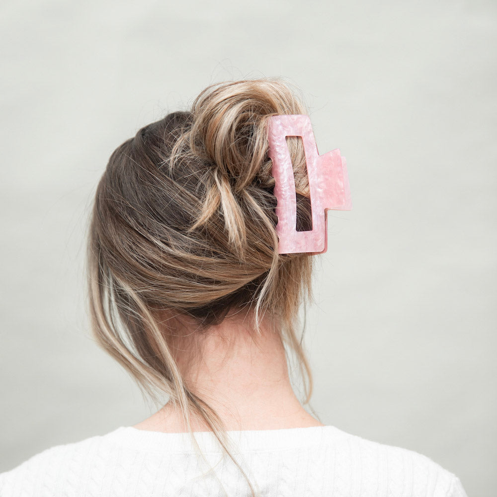 Large Rectangle Claw Clip - Pink