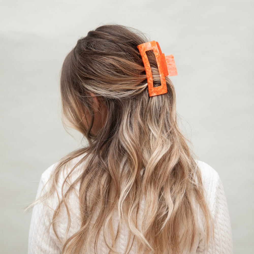 Large Rectangle Claw Clip - Orange