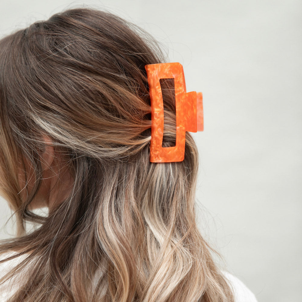Large Rectangle Claw Clip - Orange