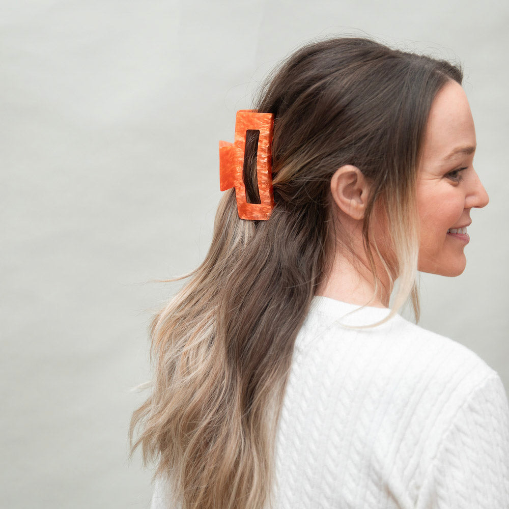 Large Rectangle Claw Clip - Orange