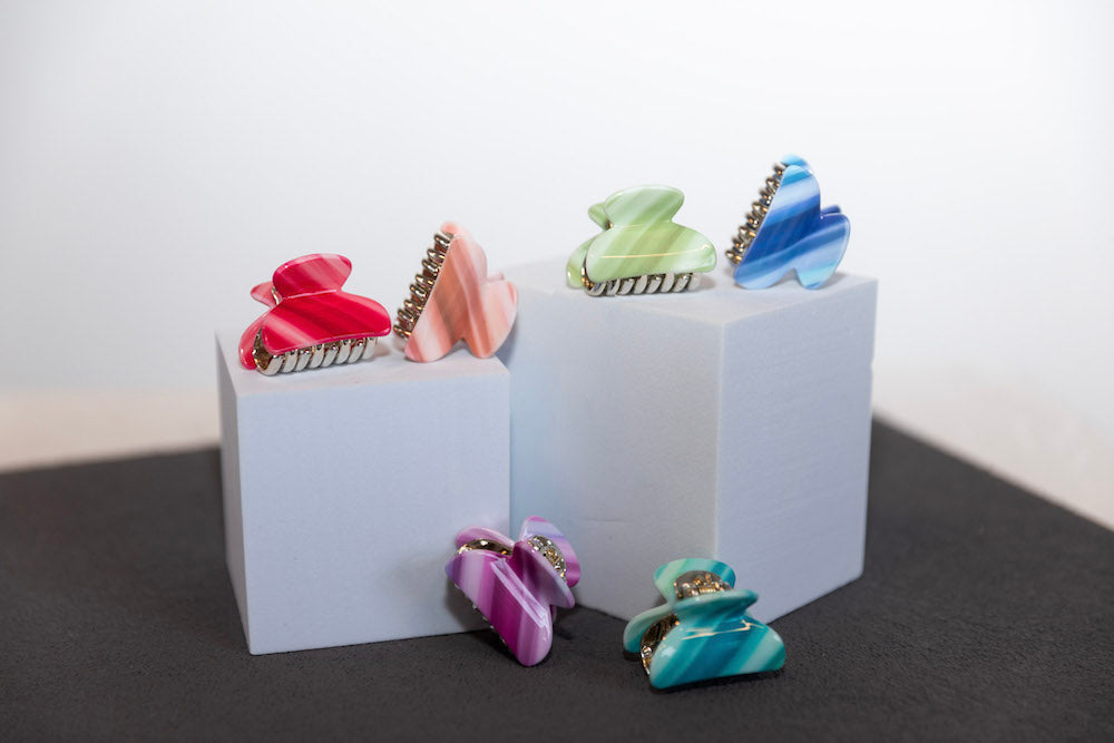 Mini Claw Clip Set - Neon Stripes