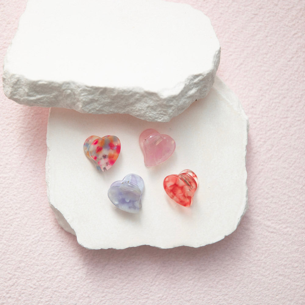 Mini Heart Clip Set - Red + Pink