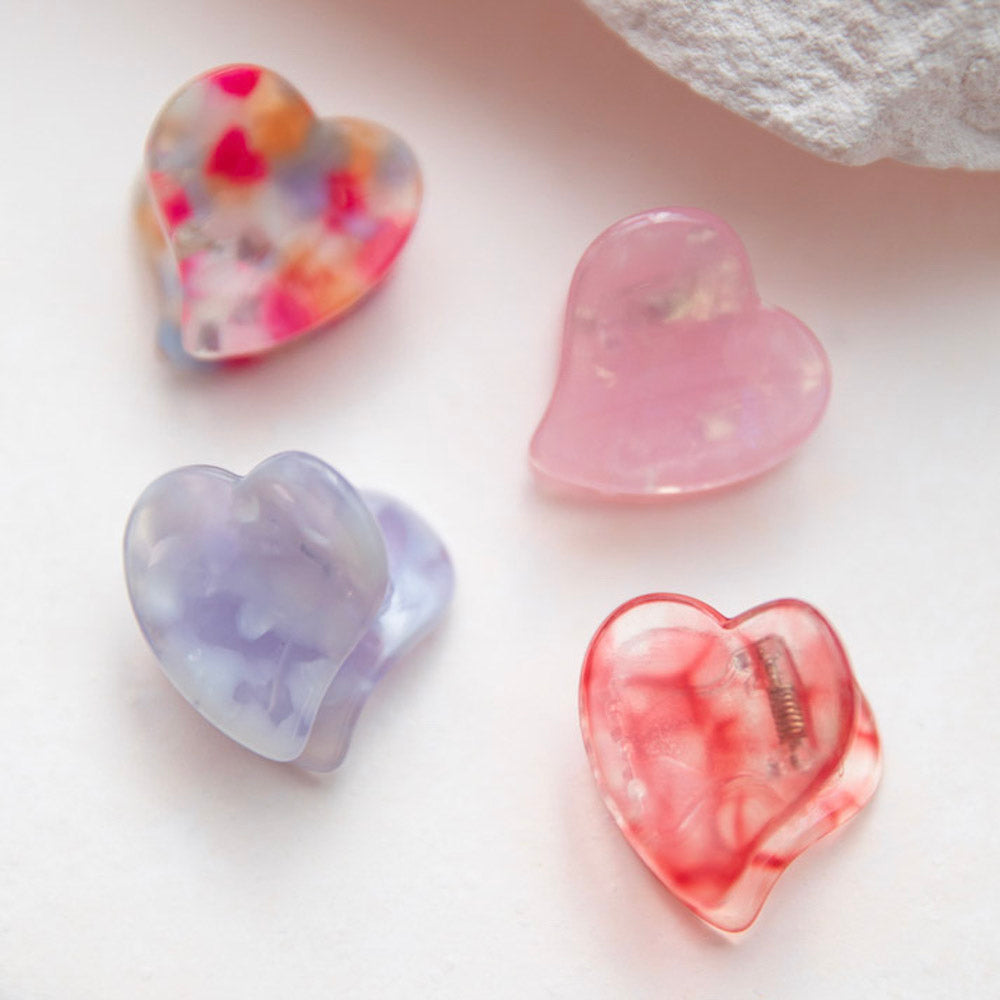 Mini Heart Clip Set - Red + Pink