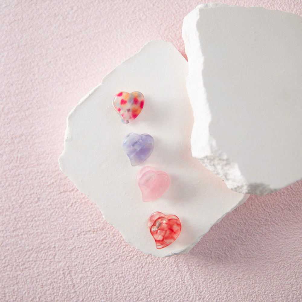 Mini Heart Clip Set - Red + Pink