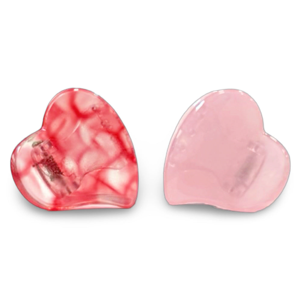 Mini Heart Clip Set - Red + Pink