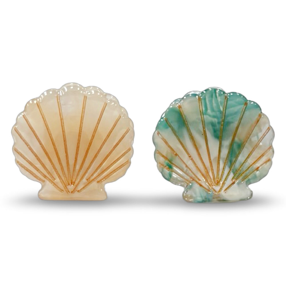 Mini Seashell Clip Set - Cream + Ocean Blue