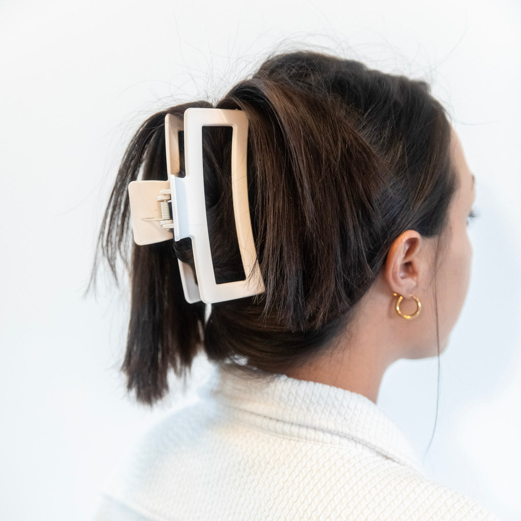 Extra Large Rectangular Claw Clip - Cream