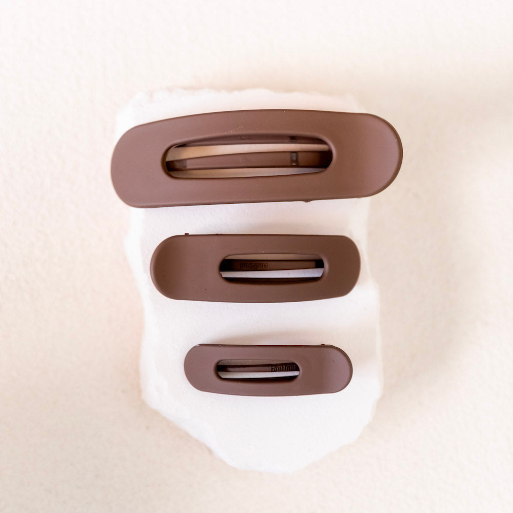 Mixed Size Flat Lay Clip Set - Brown