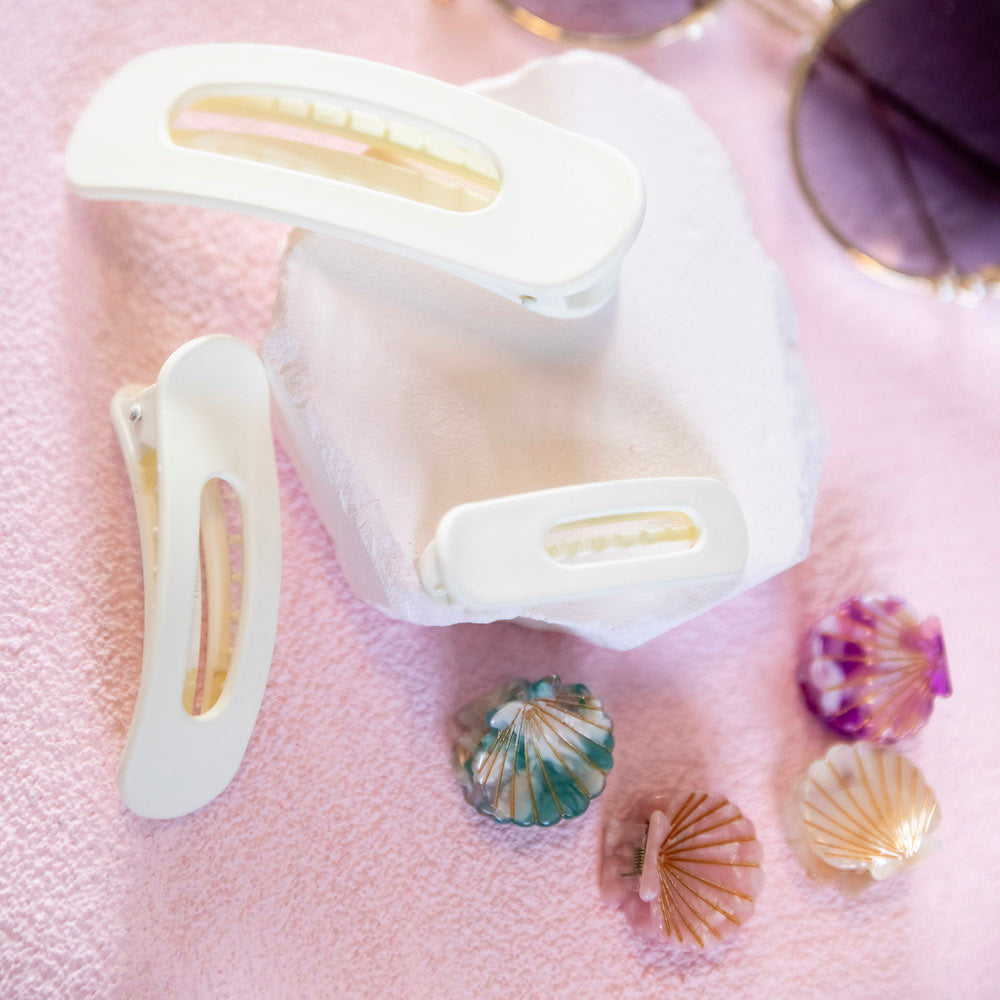 Mini Seashell Clip Set - Cream + Ocean Blue