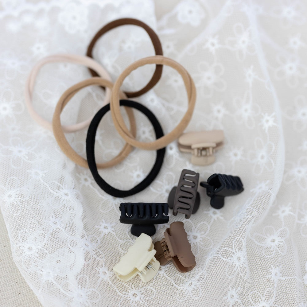 Nylon Hair Ties - 16 pc set - Neutral Set