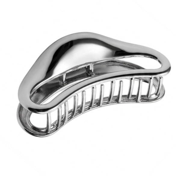 Large Crescent Metal Claw Clip - Silver