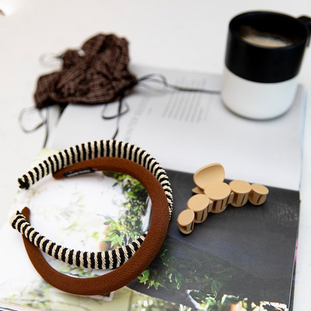 Classic Padded Thin Headband  - Dark Brown