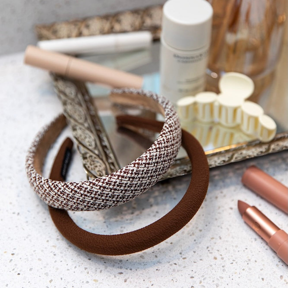 Classic Padded Thin Headband  - Dark Brown
