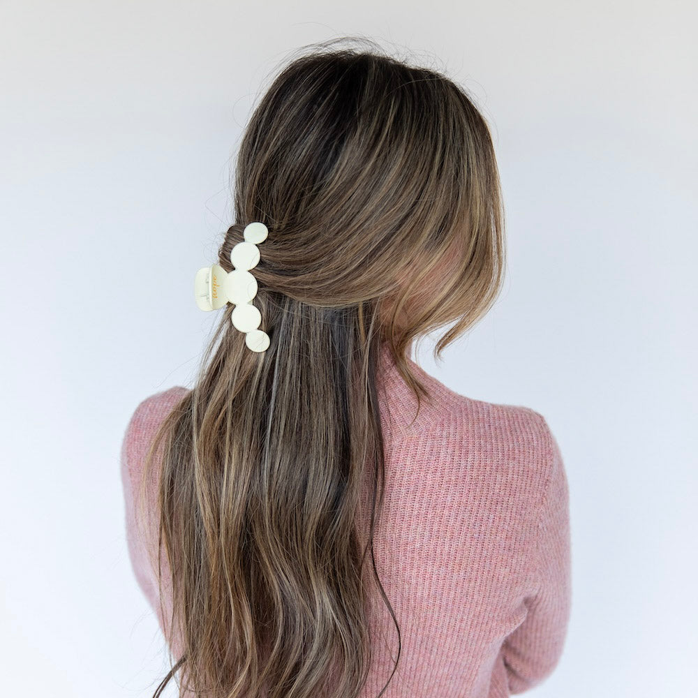 Matte Dot Claw Clip  - Cream