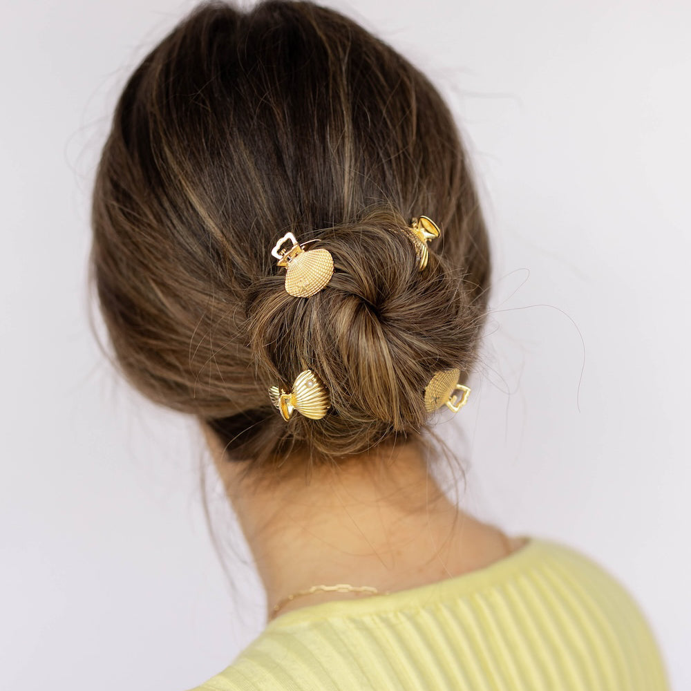 Mini Claw Clip Set of 4 - Gold Seashell