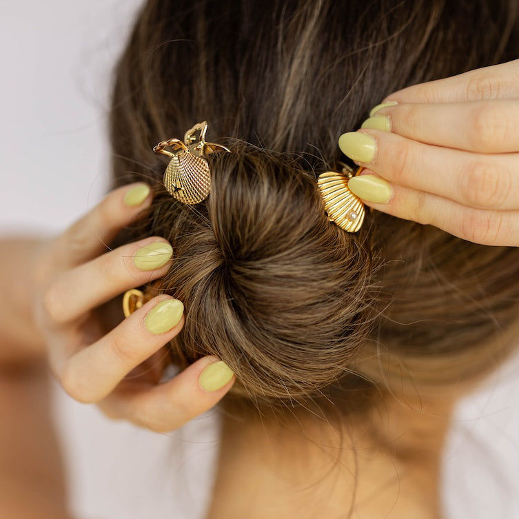 Mini Claw Clip Set of 4 - Gold Seashell