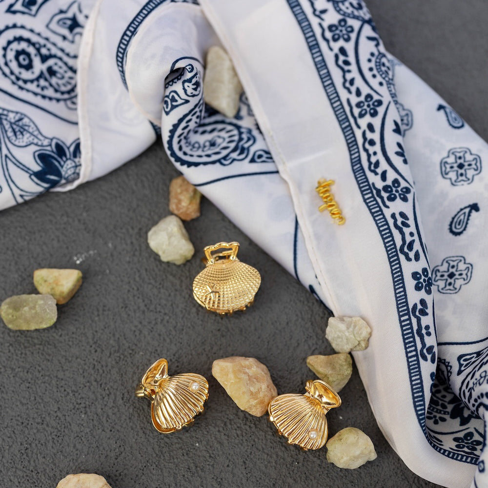 Mini Claw Clip Set of 4 - Gold Seashell