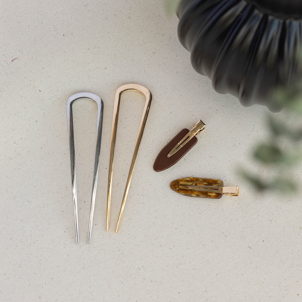 Hair Pin Set of 2 - Gold + Silver